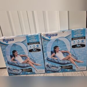 2 New Aqua Inflatable Zero Gravity Floating Lounge Chair with Sun Canopy.
